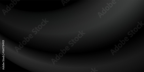 Dark deep black dynamic abstract vector background with wavy lines. Modern creative halftone premium gradient. 3d cover of business presentation banner for sale event night party. Soft shadow dots
