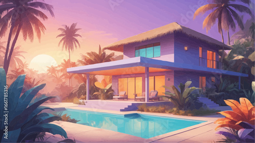 swimming pool in the tropical resort