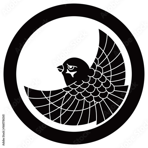 家紋です。丸に飛び雀と言います。