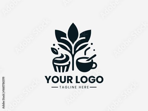 Charming floral and bakery elements combined in welcoming cafe vector logo