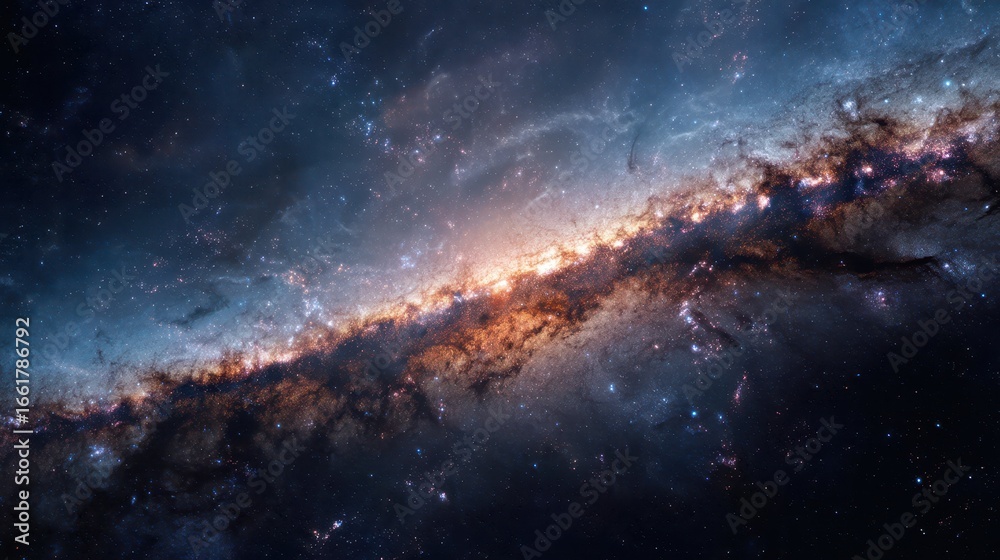Fototapeta premium Brilliant Galactic Curtain of Stars and Dust in Deep Space