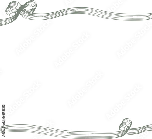 オリーブグリーンのレーキタッチのリボンフレーム　Adobe Illustrator Artwork