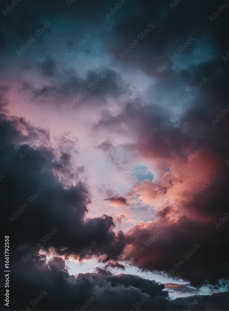 Obraz premium Dramatic Sunset Cloudscape With Pink And Purple Hues