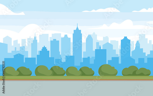 Minimalist cityscape illustration in flat design style