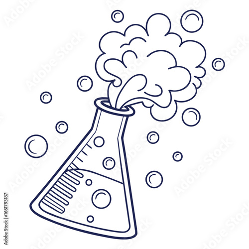 vector illustration of a laboratory flask with liquid