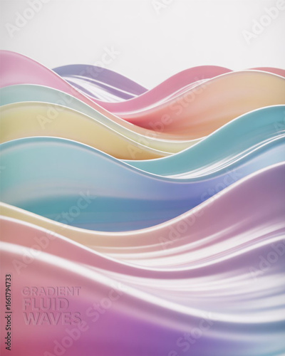 Fluid waves abstract pastel colors rippling smoothly with soft light highlights modern surface design
