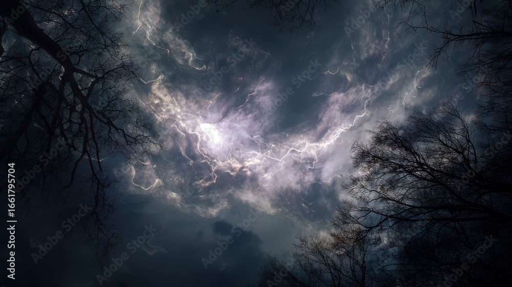 Fototapeta premium Mysterious Dark Sky with Distorted Light and Ethereal Patterns