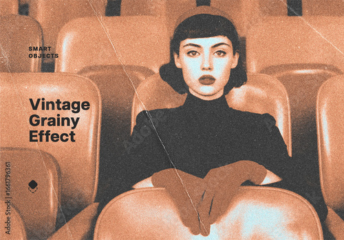 Vintage Grainy Photo Effect Mockup