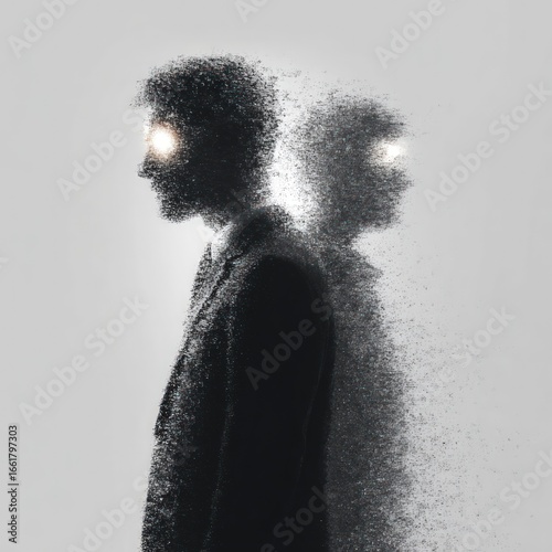 Wallpaper Mural Conceptual Human Silhouettes Disintegrating with Bright Glowing Eyes Torontodigital.ca