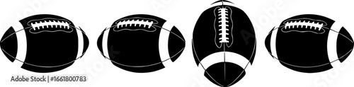 simple american football gridiron ball set of 4
