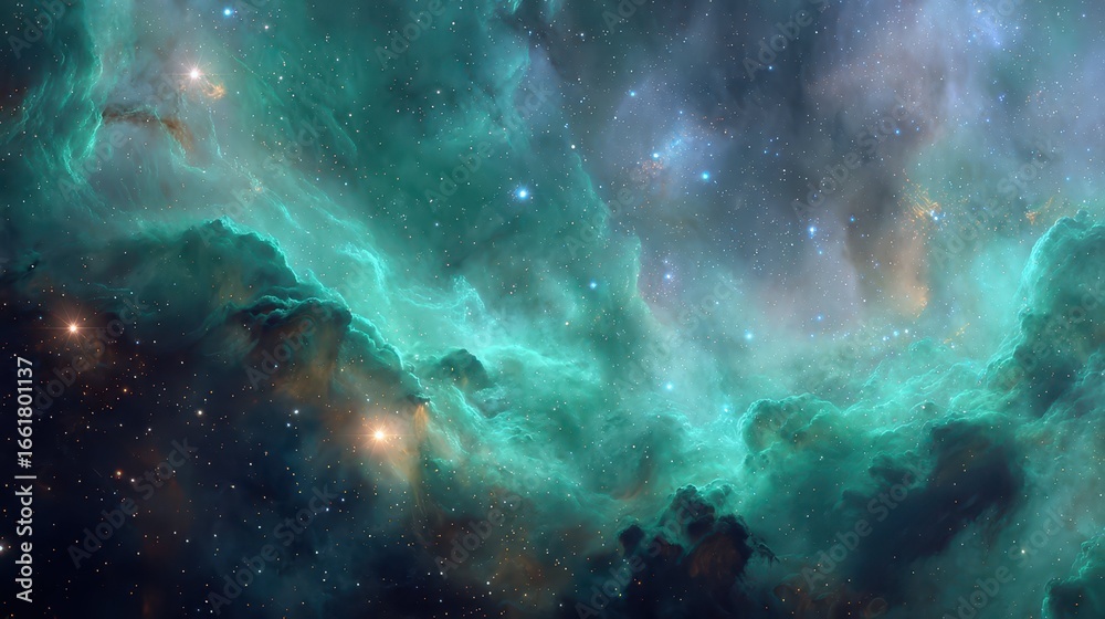 Fototapeta premium Ethereal Celestial Background with Glowing Nebulae in Space