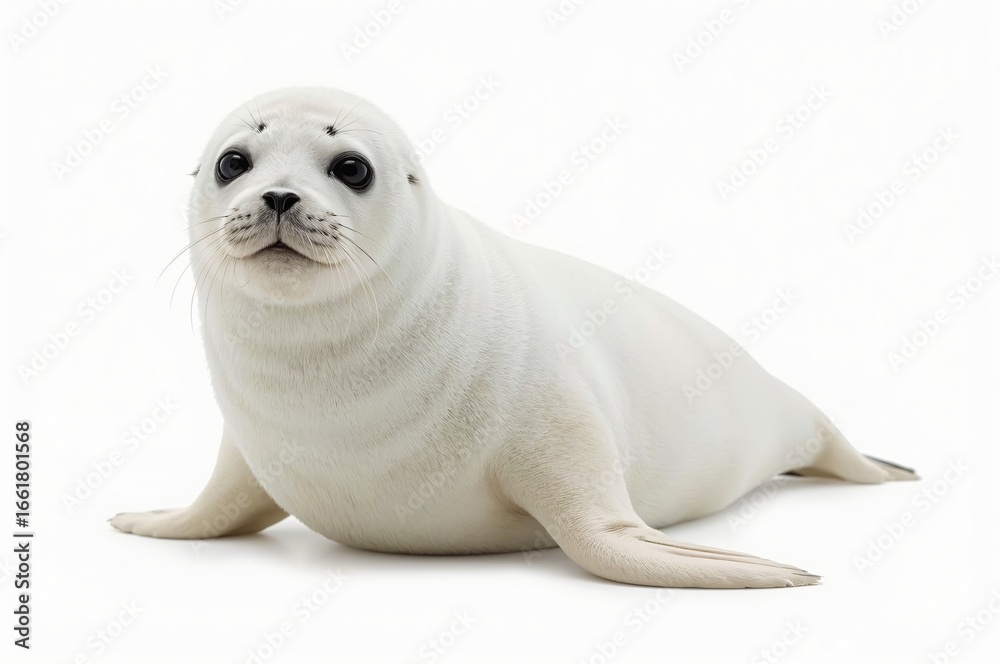 Obraz premium White seal pup studio shot, isolated, wildlife