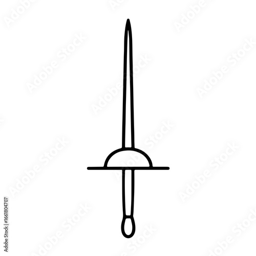 Black and White Outline Rapier Sword Icon
