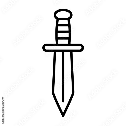 Black and White Outline Dagger Icon