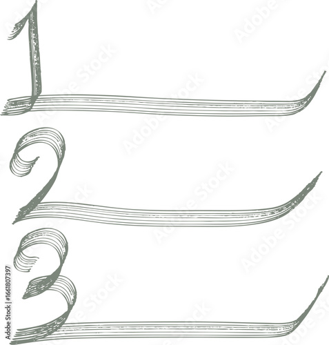 オリーブグリーンのレーキタッチのベスト3タイトルイラスト　Adobe Illustrator Artwork