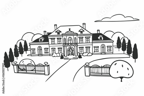 Elegant luxury real estate property illustration with modern design elements