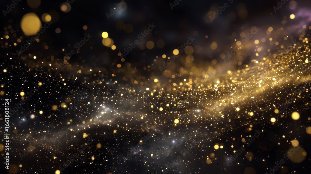 Obraz premium Golden Particles Floating in Dark Cosmos with Mystical Glow