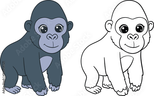Cute Cartoon Gorilla Illustration