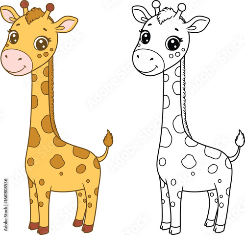 Cute Cartoon Giraffe Illustration