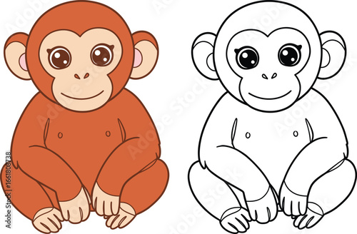 Cute Cartoon Monkey Illustration