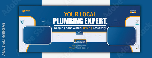 Your local plumbing expert service banner template for website and advertising