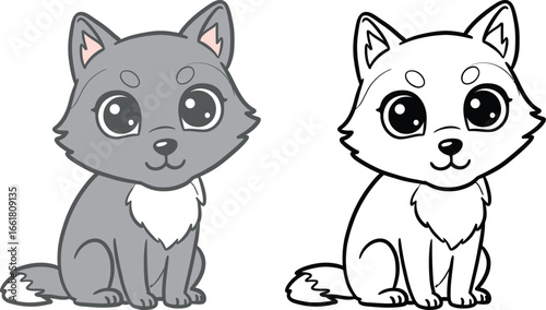Cute Cartoon Wolf Illustration