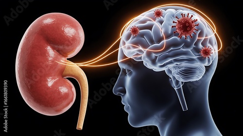 Kidney disease impacting the human brain and cognitive function