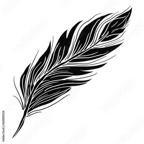 Hand drawing style of feather tattoo art vector. It s suitable for tattoo icon, sign or symbol.