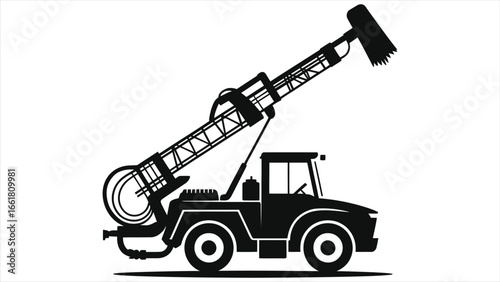 Modern Spray Irrigation Boom Silhouette Vector Icon - Farm Agricultural Sprayer Equipment for Efficient Crop Watering & Cultivation