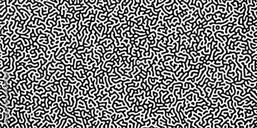 Turing reaction diffusion monochrome seamless pattern with chaotic motion .Linear design with biological shapes. Organic lines in memphis. abstract turing organic wallpaper background .	