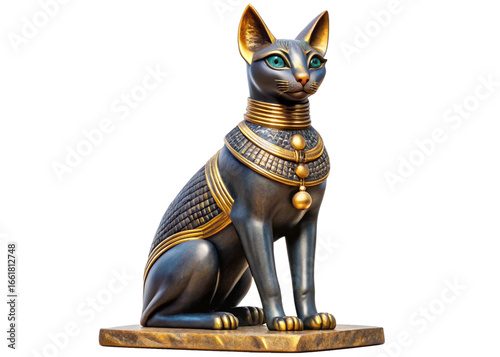 Bastet isolated on a white or transparent background. Egyptian Mythology.