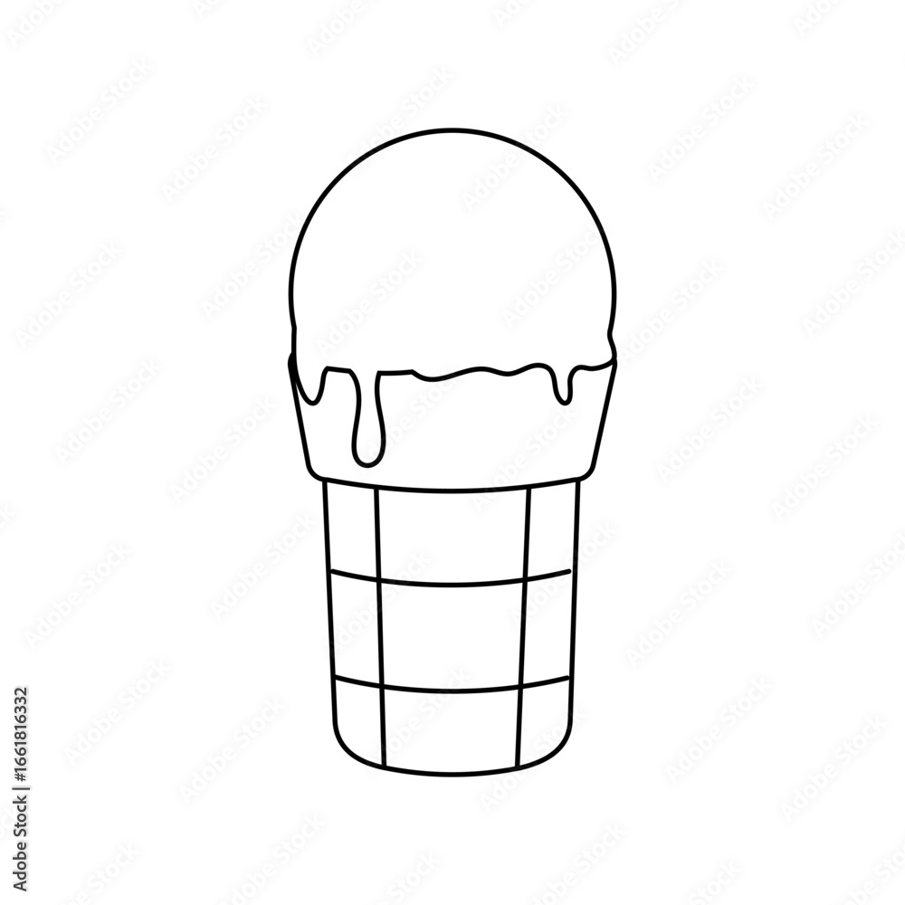 Colorful ice cream cone with melting scoop enjoyed at a sunny park on a warm summer afternoon Colorful ice cream cone with melting scoop enjoyed at a sunny park on a warm summer afternoon