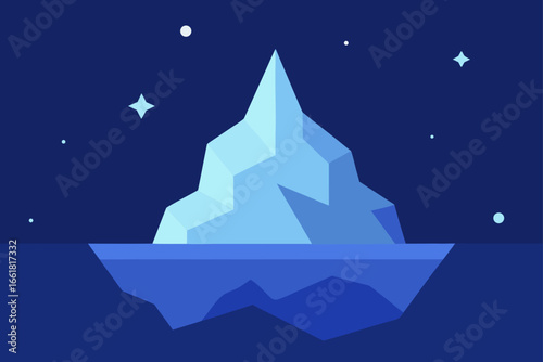 Midnight glacier luminescence under starry arctic sky vector illustration
