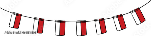 Indonesia Flag Garland Vector Icon Vector illustration of Indonesian flag garland decoration, perfect for Independence Day celebrations, patriotic events, and festive ornaments.