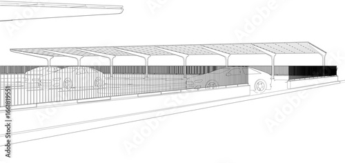 3D illustration of parking facility