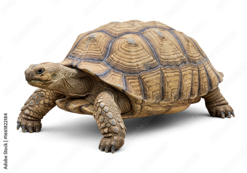 Obraz premium Tortoise with Detailed Shell and Textured Skin on White Background
