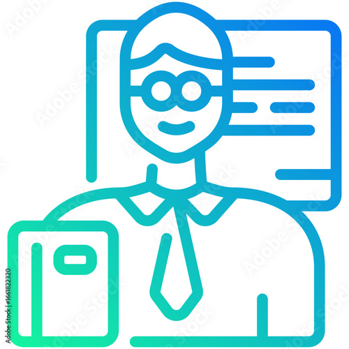 teacher gradient line icon