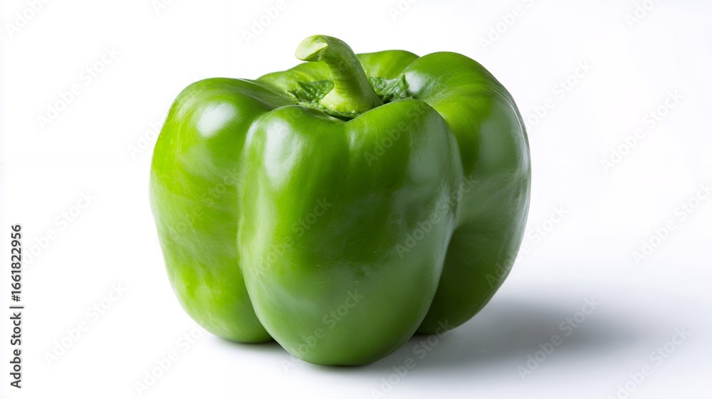 Fresh green bell pepper vegetable showcasing vibrant color and Fresh green bell pepper vegetable showcasing vibrant color and