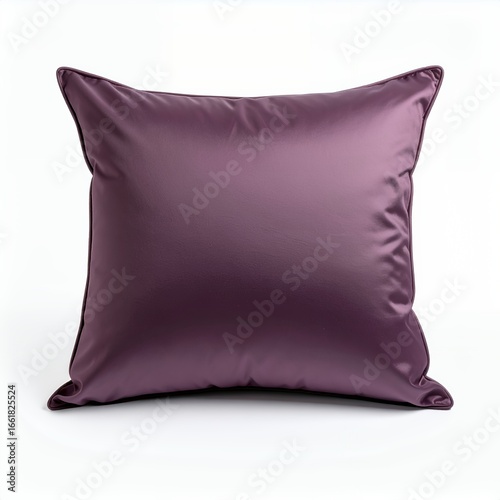 Sophisticated plum-colored cushion evoking comfort and elegance on white background