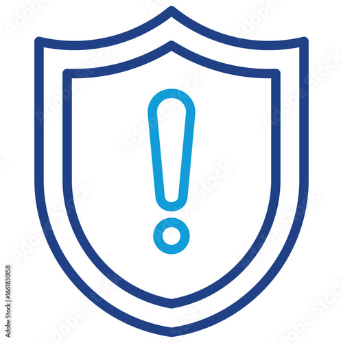 Warning Shield Line Dual Tone Icon Design Vector - Shield with warning mark, representing protected systems with alert notifications