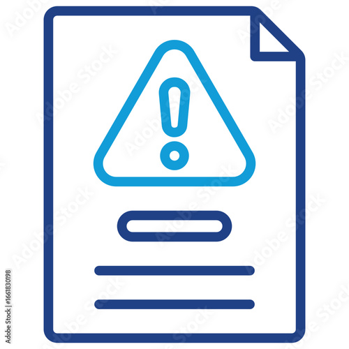 Alert Document Line Dual Tone Icon Design Vector - Paper file with warning symbol, signaling critical written notifications