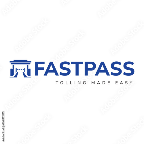 Toll Gate Logo Icon, Highway Barrier Illustration, Transportation and Security Symbol