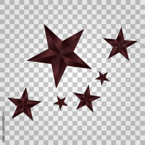 Burgundy Star Formation on Transparent Background