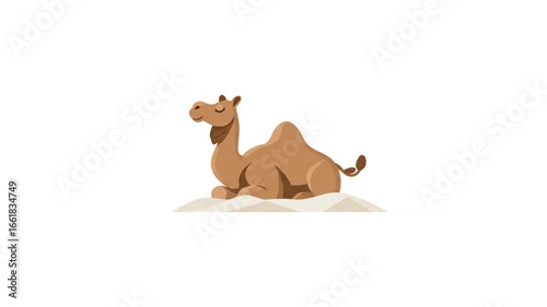 Cartoon camel resting on sand