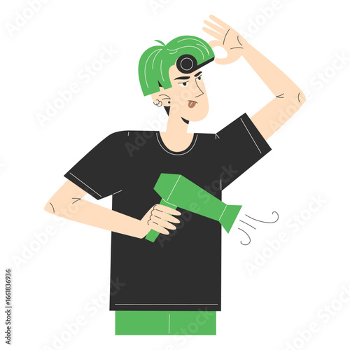 Man styling hair morning routine personal grooming and self expression through appearance