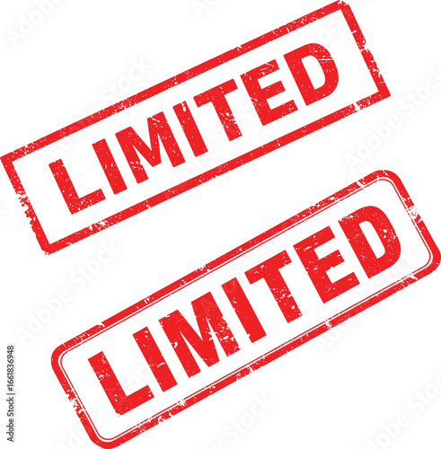 Red LIMITED Grunge Rubber Stamp Label 