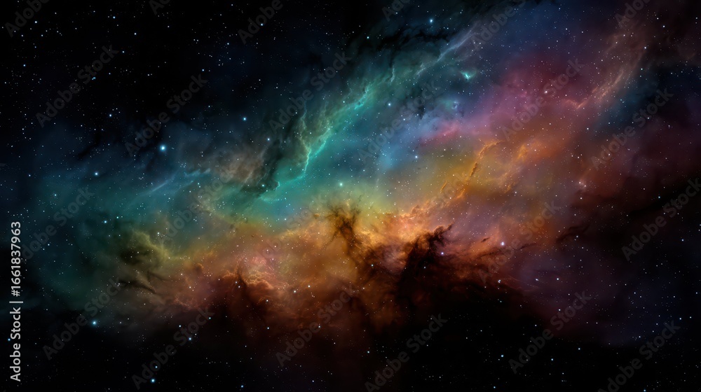 Fototapeta premium Vivid Nebula in Space with Stunning Colors and Cosmic Details