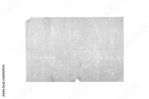 folded and damaged piece of old blank white and gray paper