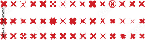 Red Cross Pattern Seamless Vector Background Design with Various Red Cross Shapes and Strokes for Decorative Use