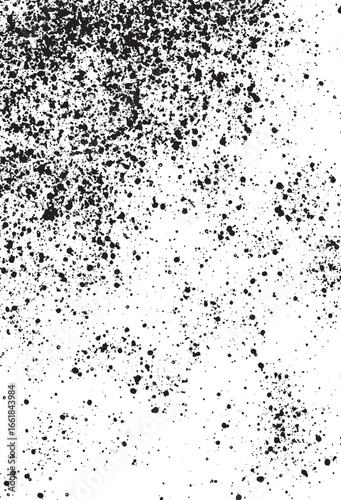 Dynamic black splatter pattern on white background, ideal for abstract design, grunge textures, backgrounds, or artistic effects.